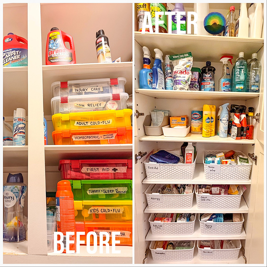 When organizing we wanted less friction when getting out and putting away medicine.