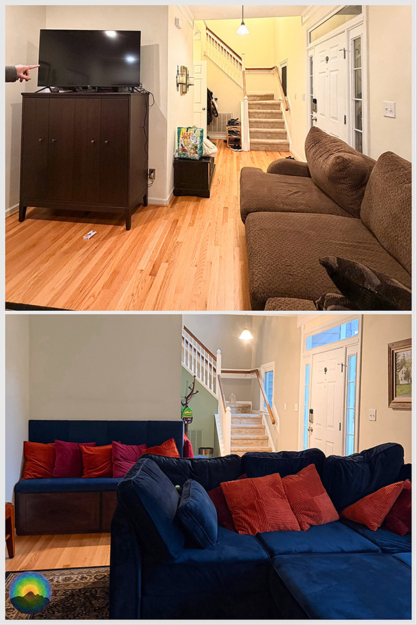 Living Room with Custom Wrap-around Bench